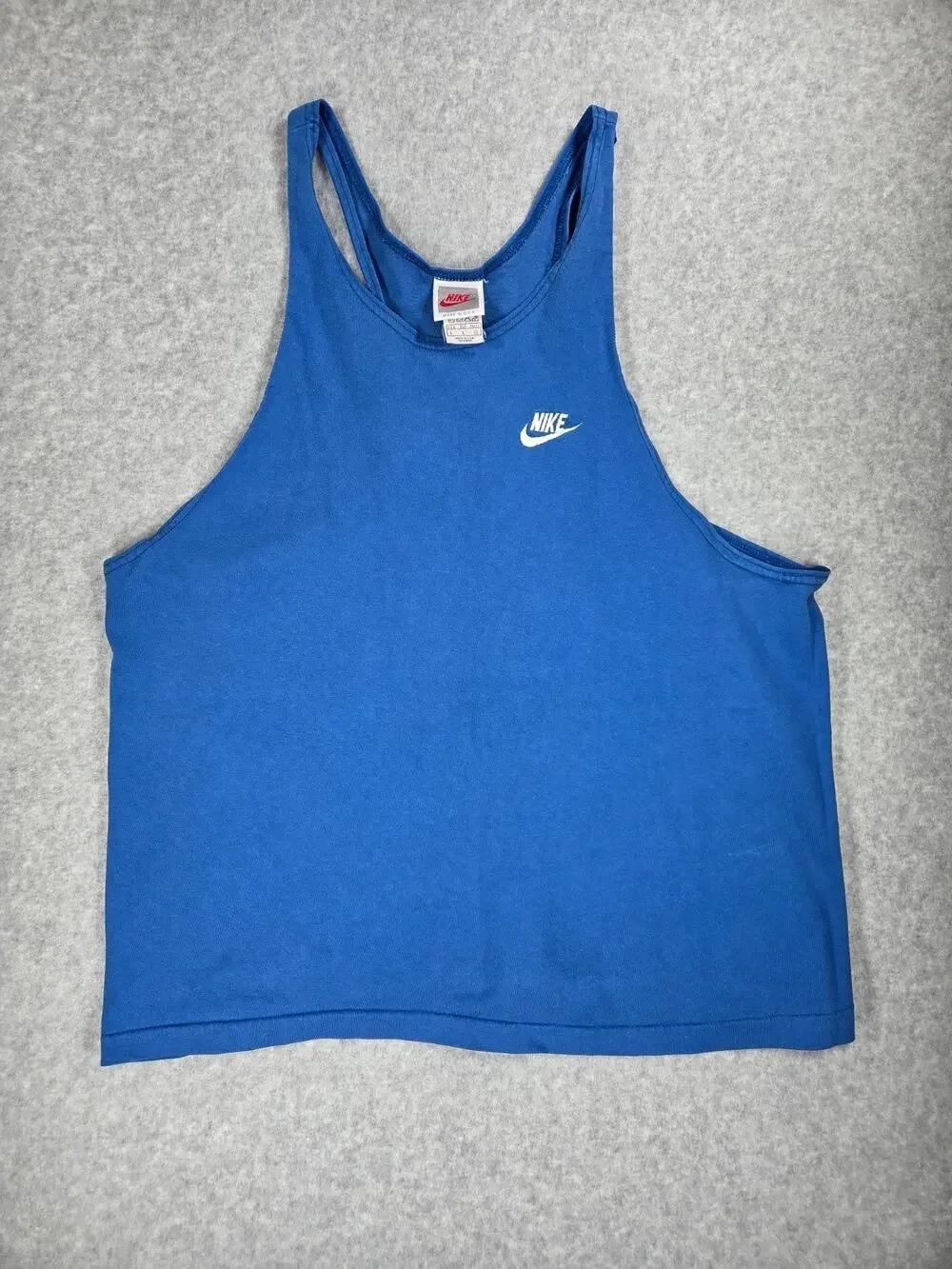 Vintage Nike White Tag Crop Tank Top Size L Royal Blue Made In USA 90s